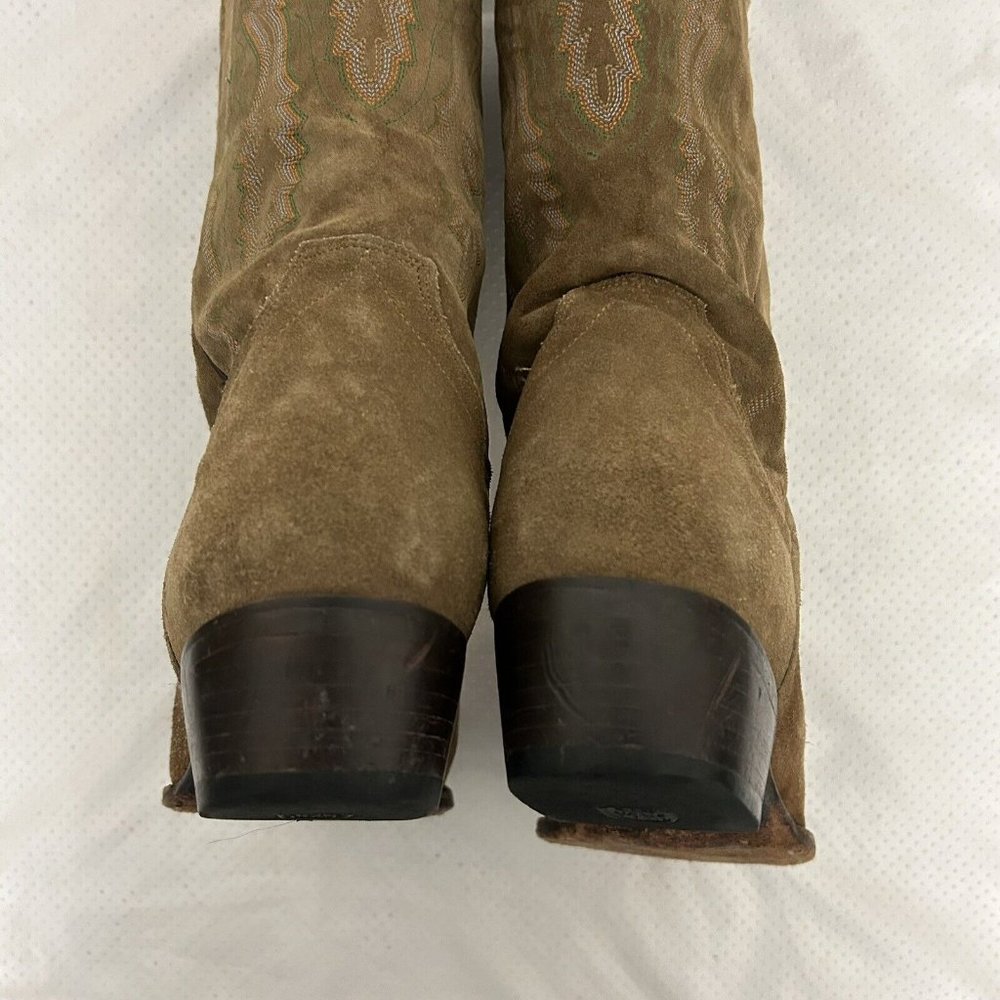 Dan Post Men's Western Cowboy Boots Tan Suede Leather Mid-Calf Size 11 EW DP381 - Picture 9 of 10